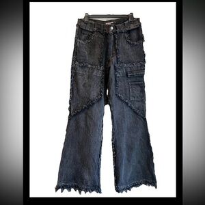 No Faith Studios Black Flared OG Cargo Jeans Size S US 32
